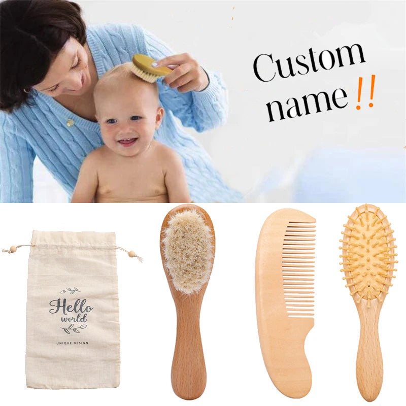 Peigne à Cheveux pour Bébé avec Manche en Bois