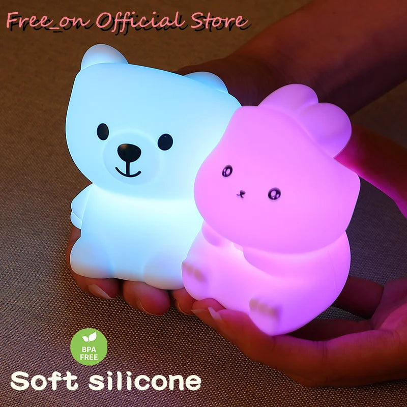 Lampe de Nuit Mini Ours en Silicone Doux